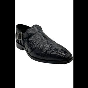 Stacy Adams Men's Calvino Leather Sole City Sandal Black Croc - Medium